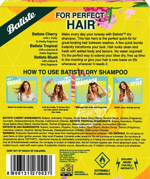 Batiste Value Kit Floral&Flirty Blush Fuity&Cheeky Cherry Coconut&Exotic Tropical Dry Shampoo-150Ml