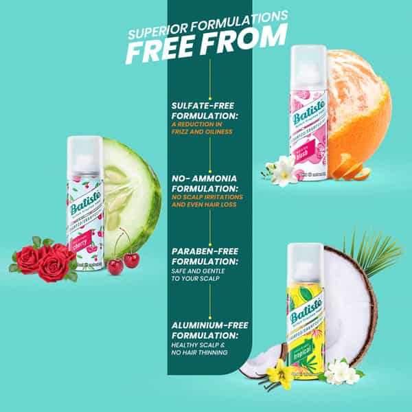 Batiste Value Kit Floral&Flirty Blush Fuity&Cheeky Cherry Coconut&Exotic Tropical Dry Shampoo-150Ml