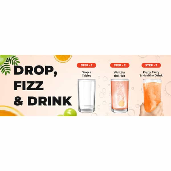 Muditam Ayurveda Amla Orange Fizz Tablet | Vitamin C | 180 Effervescent Tablets