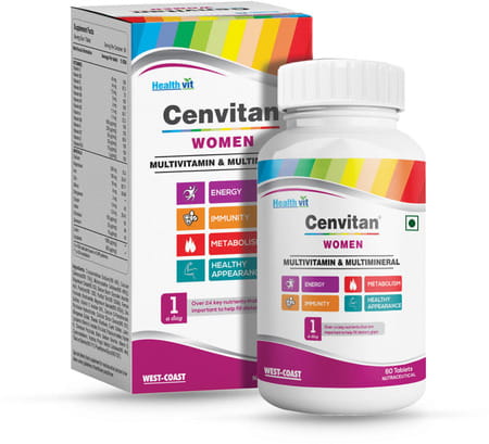 Healthvit Cenvitan Women With 24 Nutrients (Vitamins And Minerals) - 60 Tablets