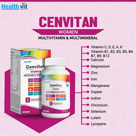 Healthvit Cenvitan Women With 24 Nutrients (Vitamins And Minerals) - 60 Tablets