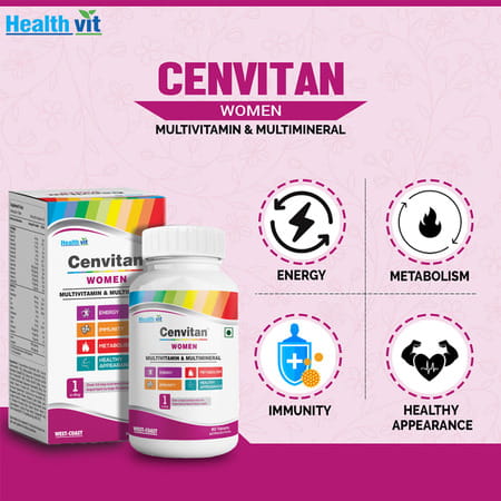 Healthvit Cenvitan Women With 24 Nutrients (Vitamins And Minerals) - 60 Tablets