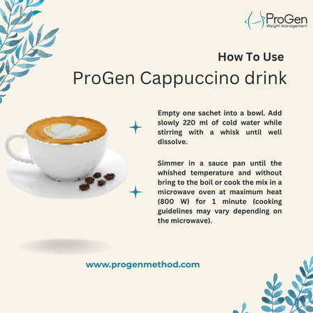 Progen Cappuccino Drink | 15 G Of High Biological Value Protein Per Meal | Pack Of 7 | 105 Gm