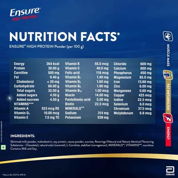 Ensure High Protein Nutrition For Active Adults (Chocolate Flavour) 400G
