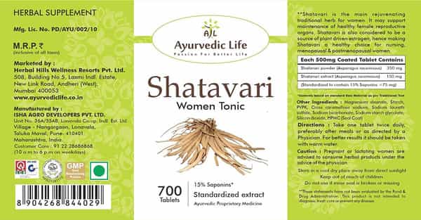 Al-Ayurvedic Life Shatavari 700 Tablets Pack Of 2