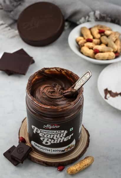 Alpino Chocolate Peanut Butter Smooth 400G Jar - Creamy - High Protein Peanut Butter Vegan