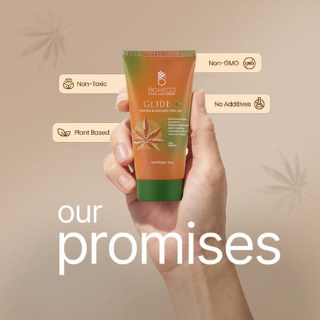 Boheco Glide+ Gel For Joint Pain Relief | With Vijaya Leaf Extract & Shallaki Extract | 50gm