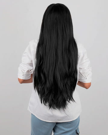 Streak Street Clip-In 24" Straight Jet Black Side Patches (6pcs Set)