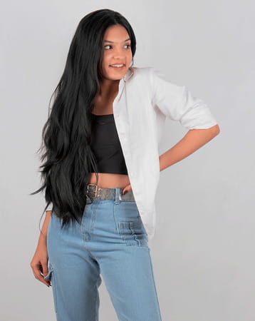 Streak Street Clip-In 24" Straight Jet Black Side Patches (6pcs Set)