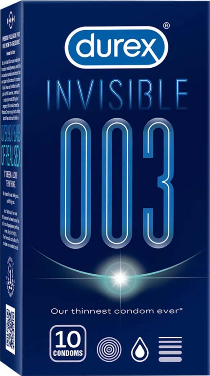 Durex Invisible Super Ultra Thin Condoms For Men - 10s