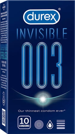 Durex Invisible Super Ultra Thin Condoms For Men - 10s