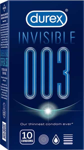 Durex Invisible Super Ultra Thin Condoms For Men - 10S