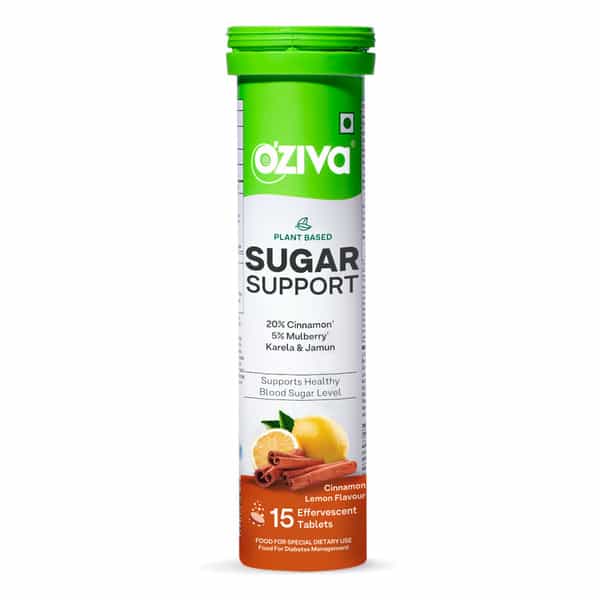 Oziva Sugar Support| Daily Blood Sugar Support For Diabetes & Sugar Control | 15 Effervescent Tablet