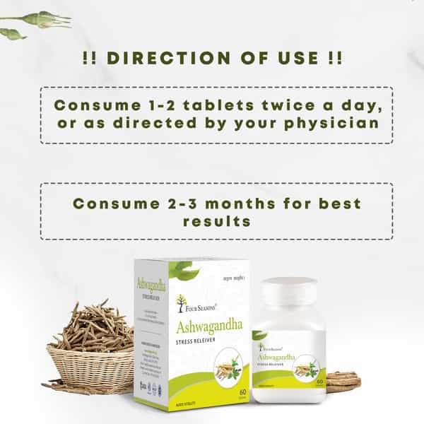 Four Seasons Ashwagandha Tablet - 60 Tabs | Stress Relief | Rejuvenates Mind & Body (Pack Of 2)