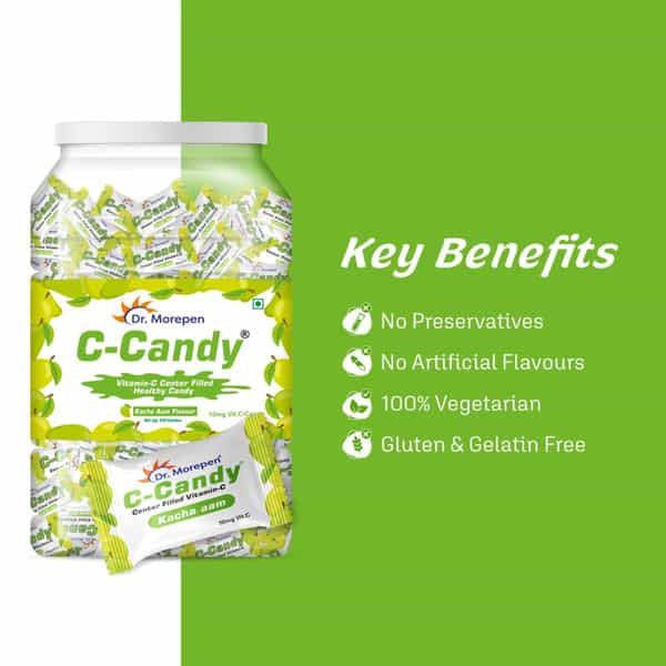 Dr. Morepen Vitamin C-Candy 10Mg Vit.c Per Candy Kaccha Aam Flavored 250 Count