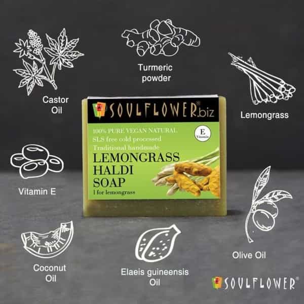 Soulflower Lemongrass Haldi Soap 150Gm