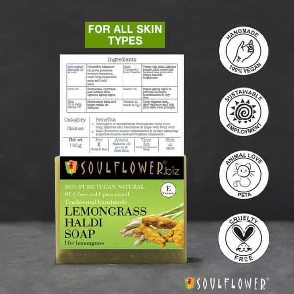 Soulflower Lemongrass Haldi Soap 150Gm