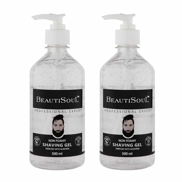 Beautisoul Non-Foaming Shave Gel | Aloevera Enriched Transparent Shave Gel | Men Offer 50 Ml + 500Ml