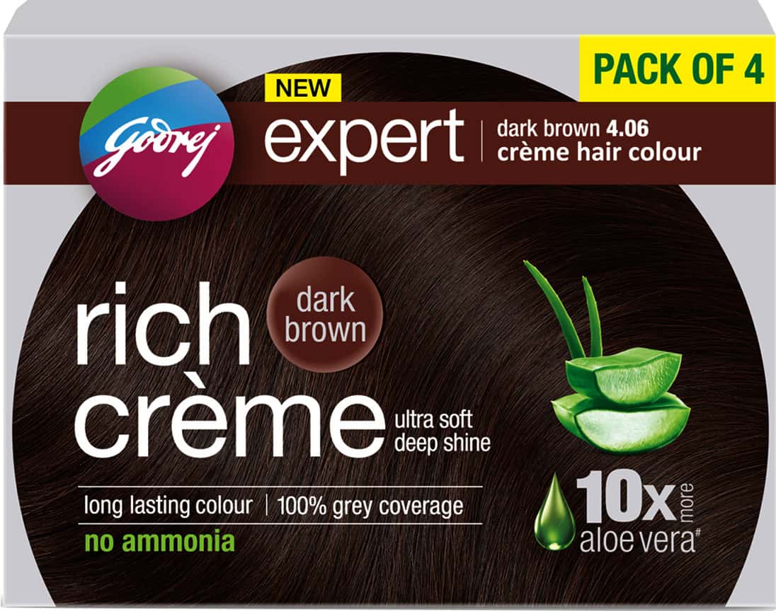 Godrej Expert New Creme Hair Colour - Dark Brown - Pack Of 4