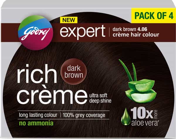 Godrej Expert New Creme Hair Colour - Dark Brown - Pack Of 4