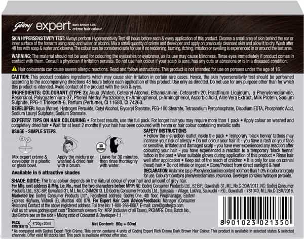 Godrej Expert New Creme Hair Colour - Dark Brown - Pack Of 4