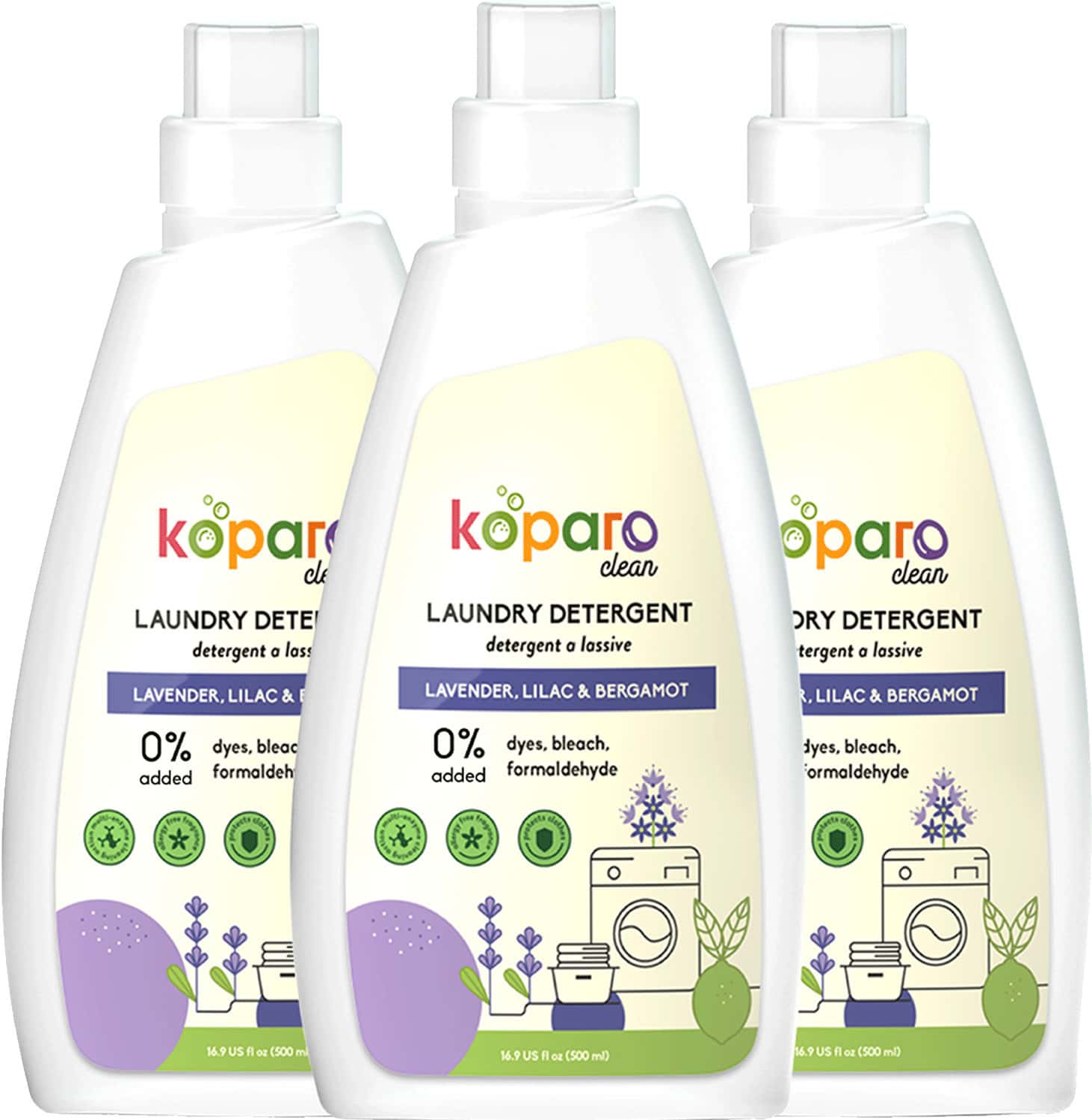 Koparo Laundry Liquid - Lavender - Natural & Non Toxic - Eco-Friendly - Tough On Stains - 500 Ml X 3