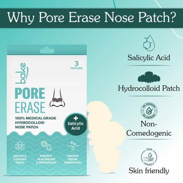 Pore Erase Hydrocolloid Nose Patches For Blackhead Removal And Clear Skin (3 Strips)