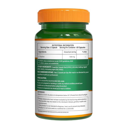 Pure Nutrition L-Taurine 1000mg - 120 Veg Capsules