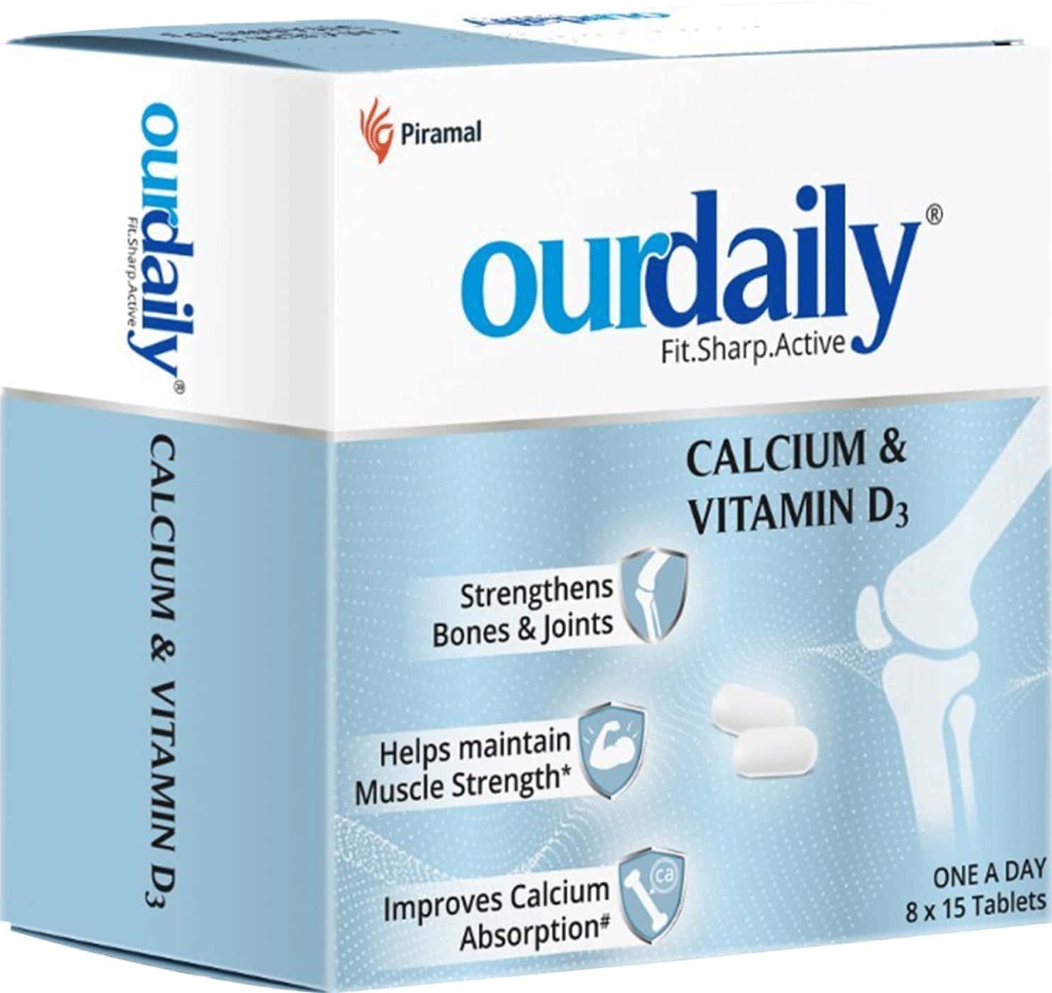 Ourdaily Calcium & Vitamin D3 - Organic Source Calcium With Vitamin D3-Teens And Adults 120 Tablets