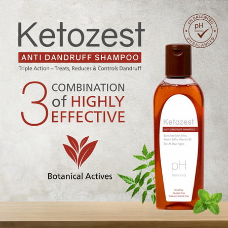 Ketozest Anti-Dandruff Shampoo 100 Ml| Ketoconozole 2%, Mint, Neem & Vitamin B5 (100 Ml - Pack Of 4)