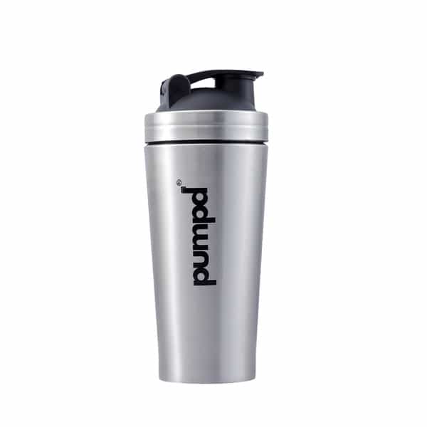 Pumpd Stainless Steel Protein Shaker Bottle With Blender Ball 750Ml | Silver