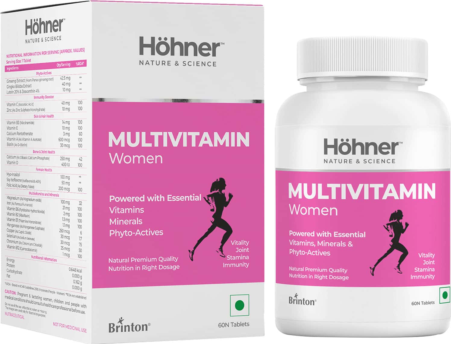 Hohner Multivitamin Women With Essential Vitamins Minerals & Phyto-Actives Once A Day-60 Tablets