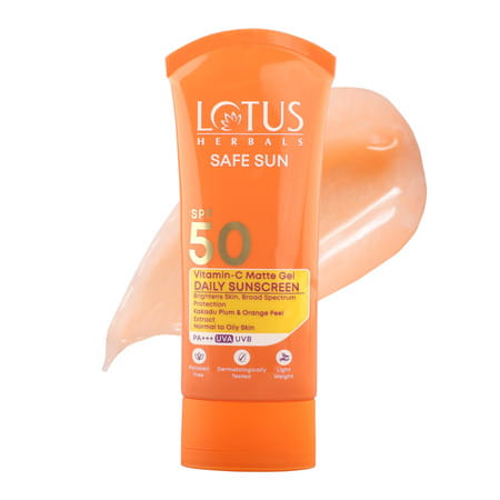 Lotus Herbals Safe Sun Vitamin C Matte Gel Daily Sunscreen | Spf50 Pa+++ | Normal Or Oily Skin | 75g