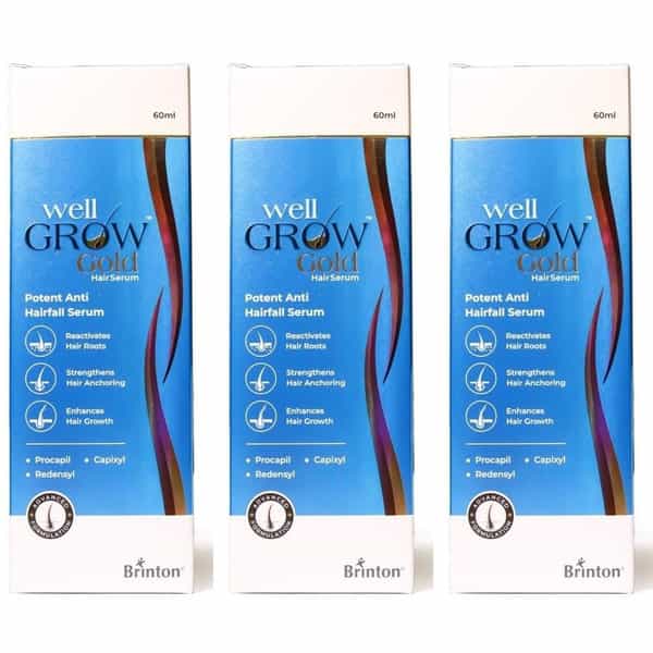Well Grow Gold Hair Serum For Hair Care | Women | Men (60Ml) X Pack Of 3