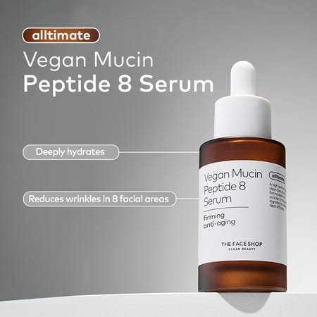 The Face Shop Alltimate Vegan Mucin Peptide 8 Serum - No Snails | Anti Aging | Hydrating - 30ml