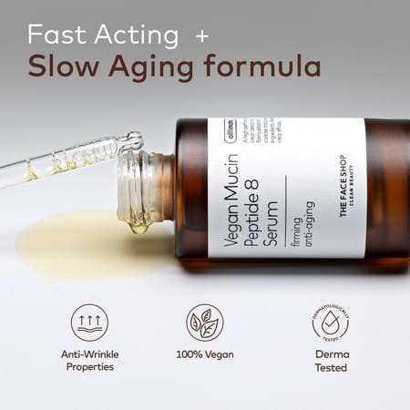 The Face Shop Alltimate Vegan Mucin Peptide 8 Serum - No Snails | Anti Aging | Hydrating - 30ml