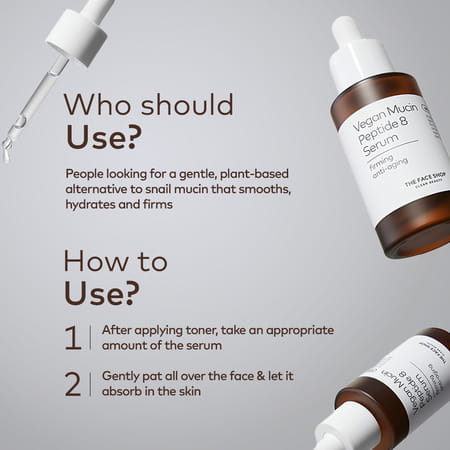 The Face Shop Alltimate Vegan Mucin Peptide 8 Serum - No Snails | Anti Aging | Hydrating - 30ml