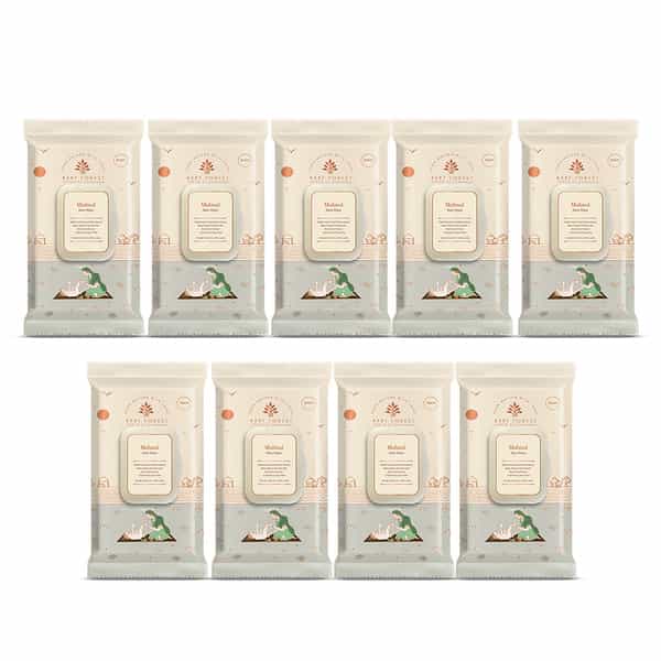 Baby Forest Mulmul Baby Wipes|Ultra-Soft, Water-Based, 3X Thicker & Softer Wipes 72 Wipes|Pack Of 9