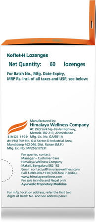 Himalaya Koflet H Orange Flavour Relief From Cough & Sore Throat (6 Lozenges Of 10 Strip) Box Of 60