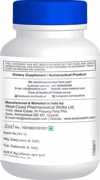 Healthvit Acetyl L Carnitine (Alcar) 500Mg - 60 Capsules