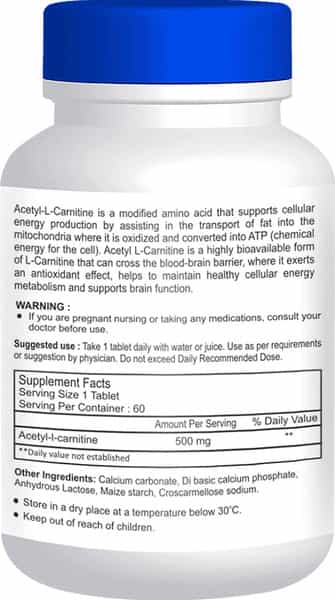 Healthvit Acetyl L Carnitine (Alcar) 500Mg - 60 Capsules