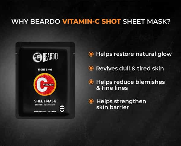 Beardo Vitamin C Brightening Sheet Masks For Instant Glow - Pack Of 3