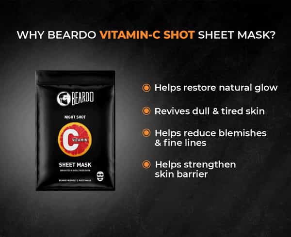 Beardo Vitamin C Brightening Sheet Masks For Instant Glow - Pack Of 3