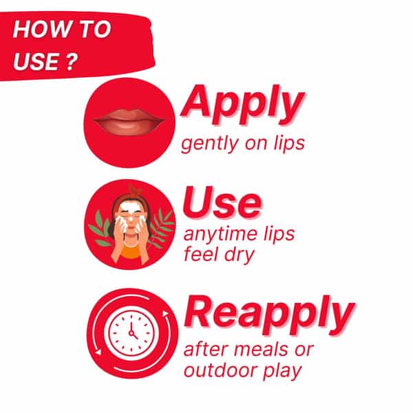 Healthbest Lip Balm For Kids Extra Nourishing | Dry & Damaged Lips Watermelon Flavor - 7Gm