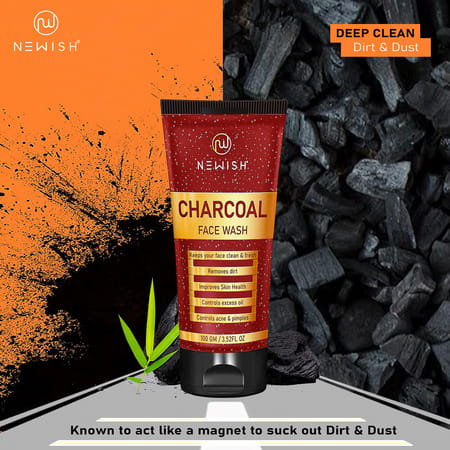 Newish Activated Charcoal Facewash For Oily Skin Parabens Free All Skin Type 100gm|Anti Pollution