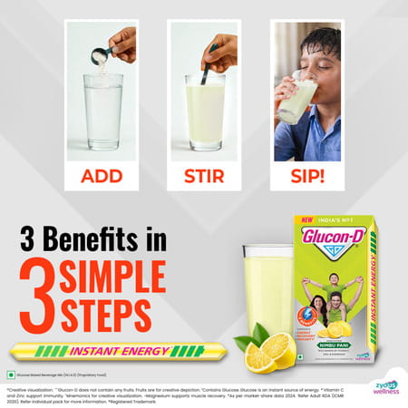Glucon-D Nimbu Pani With 3 Benefits Of Energy | Recovery | And Immunity | 1 Kg Box (Free 250 G)