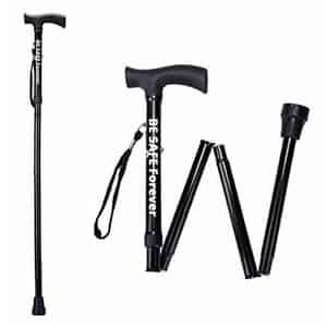 Besafe Forever Walking Stick For Patients | Unisex | Foldable | Aluminum | Black