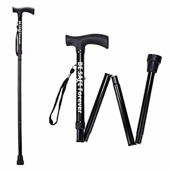 Besafe Forever Walking Stick For Patients | Unisex | Foldable | Aluminum | Black