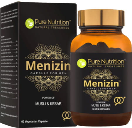 Pure Nutrition Menizin- Natural Mens Health Wellness For Strength Stamina & Power-60 Veg Capsules