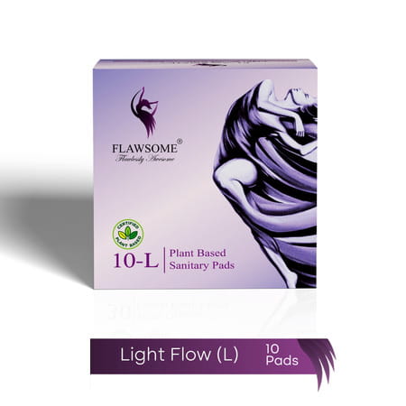 Flawsome Sensitive Sanitary Pads With Paper Disposal Pouches | No Chemicals | Size L - 10n